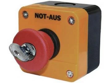 WTS - Einfach-NOT-HALT-Drucktaster (roter Pilz abschließbar)Wassergeschützt - Schutzart IP 65