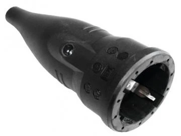 WTS -Vollgummi-Winkelstecker mit Kabel-Knickschutz IP 44, Schwarz