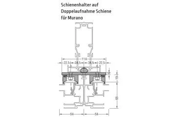 Doppelaufnahme Schiene für Murano - für Lewens Portofino Unterglasmarkise 