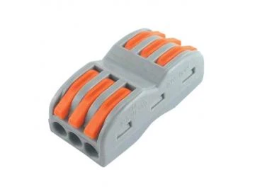 Durchgangsverbinder Serie KLD, 3 Leiter mit 6 Betätigungshebeln/Klemmhebeln