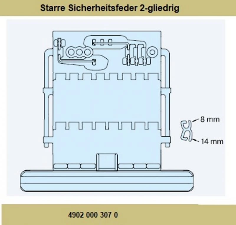 Starre Sicherheitsfeder 2-gliedrig für Rohrantriebe mit Erkennung von Hochschiebesicherungen