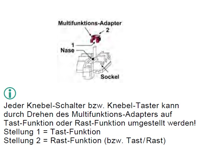 WTS -Kombi-Knebeltaster Unterputz, mit Abdeckrahmen REGINA, Tast und als Rast Funktion