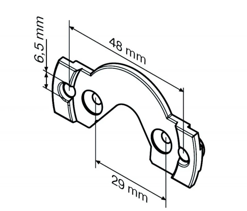 Anschlussteil  Mini-Lasche-P C-plug M6/48 inkl. Schrauben für Becker Rohrantriebe P5 bis P13