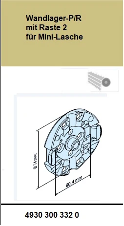 Wandlager-P/R mit Raste 2 für Mini-Lasche aus Kunststoff - Für Becker Rohrantriebe P5 – P13 und R7 – R20