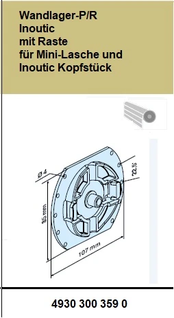 Wandlager-P/R Inoutic mit Raste für Mini-Lasche und Inoutic Kopfstück Für Becker Rohrantriebe P und R Serie