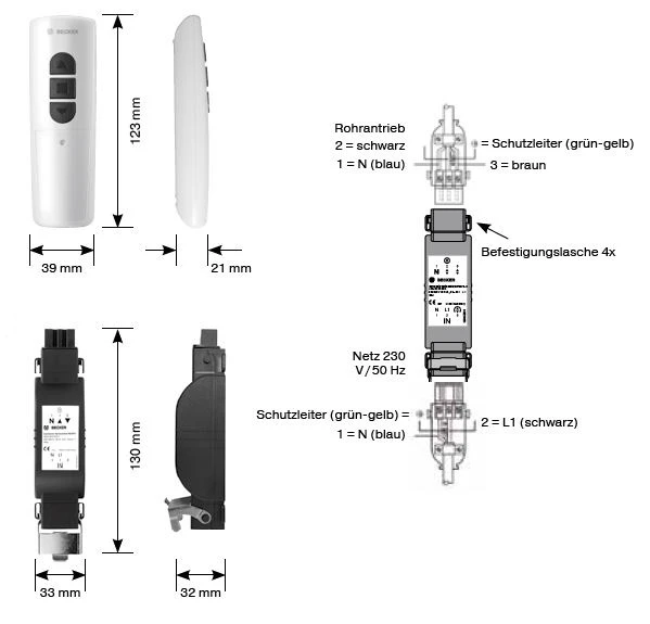 Becker Centronic Sonnen-Vario-Set SVS241-II , Handsender mit Funkempfänger