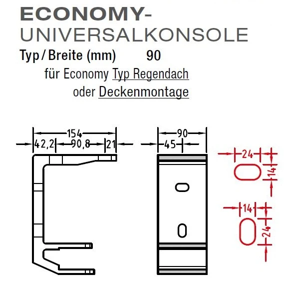 Universalkonsolen für Lewens  Economy Markise Typ Regendach oder Deckenmontage