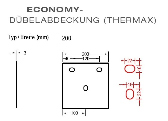 Dübelabdeckung-Thermax für Lewens - Economy Markise