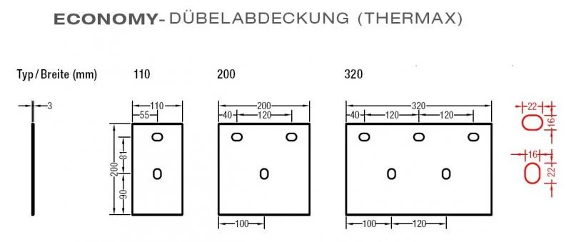 Dübelabdeckung-Thermax für Lewens - Economy Markise