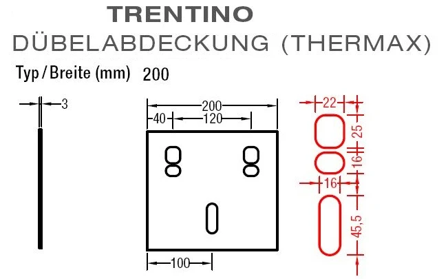 Dübelabdeckung-Thermax für Lewens  Trentino  Gelenkarmmarkise