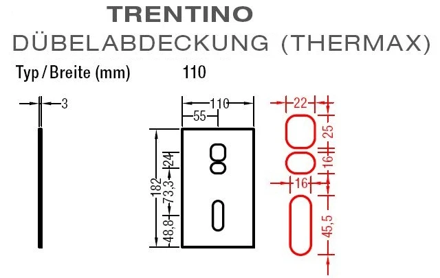 Dübelabdeckung-Thermax für Lewens  Trentino  Gelenkarmmarkise