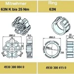 Adapterset für Nutwelle 63NK bis 25 Nm für Rohrmotoren Becker Baureihe R Serie