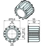 Adapterset für Nutwelle DW78R+F für Rohrmotoren Becker Baureihe R Serie