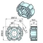 Adapterset für Profilwelle Benthin 52 + 62 , für Rohrmotoren Becker Baureihe P Serie