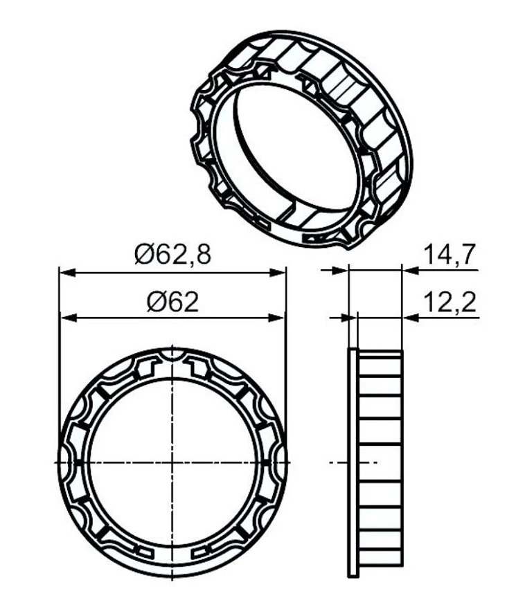 Adapterset für Profilwelle O-E65, für Rohrmotoren Becker Baureihe P und R Serie mit Hinderniserkennung