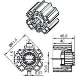 Adapterset für Profilwelle O-ZF64,für Becker Rohrmotoren  Baureihe P und R Serie mit Hinderniserkennung