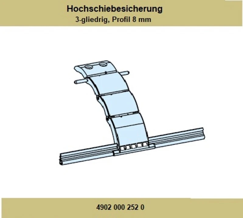 Hochschiebesicherung 3-gliedrig, Für 40er, und 60er 8-Kant-Welle für Mini Panzer Profil 8 mm