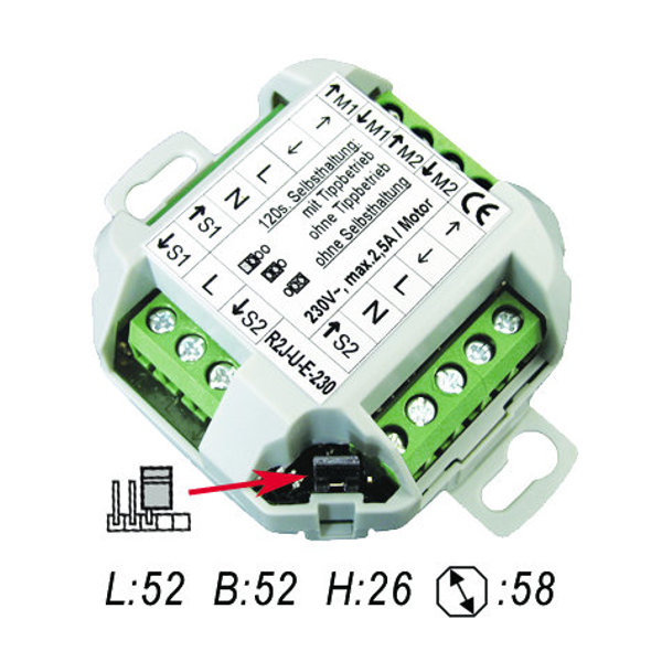 WTS - Steuer-Relais R2J-U-E-230, für 2 Motoren mit Einzelbedienung (Einzel-/Gruppen-/Mehrpunktsteuerung) für AP+UP Montage